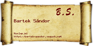 Bartek Sándor névjegykártya