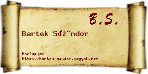 Bartek Sándor névjegykártya